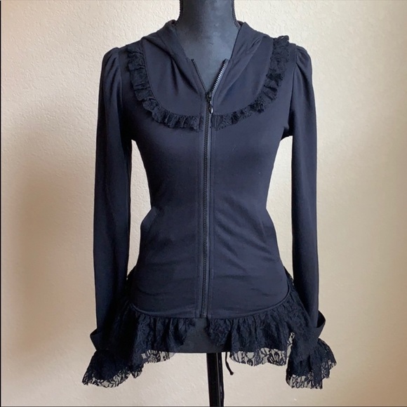 Hot Topic Tops - Hot Topic Midnight Hour Black Corset Hoodie